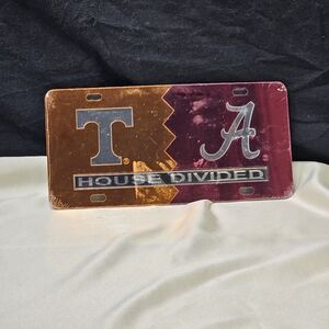 ALABAMA CRIMSON TIDE / UT VOLS Mirrored House Divided License Plate / Tag